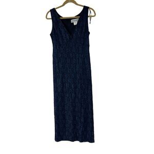 90’s‎ Navy Blue Lace Sleeveless Maxi Dress Vtg Sz 10 Women’s Sleeveless